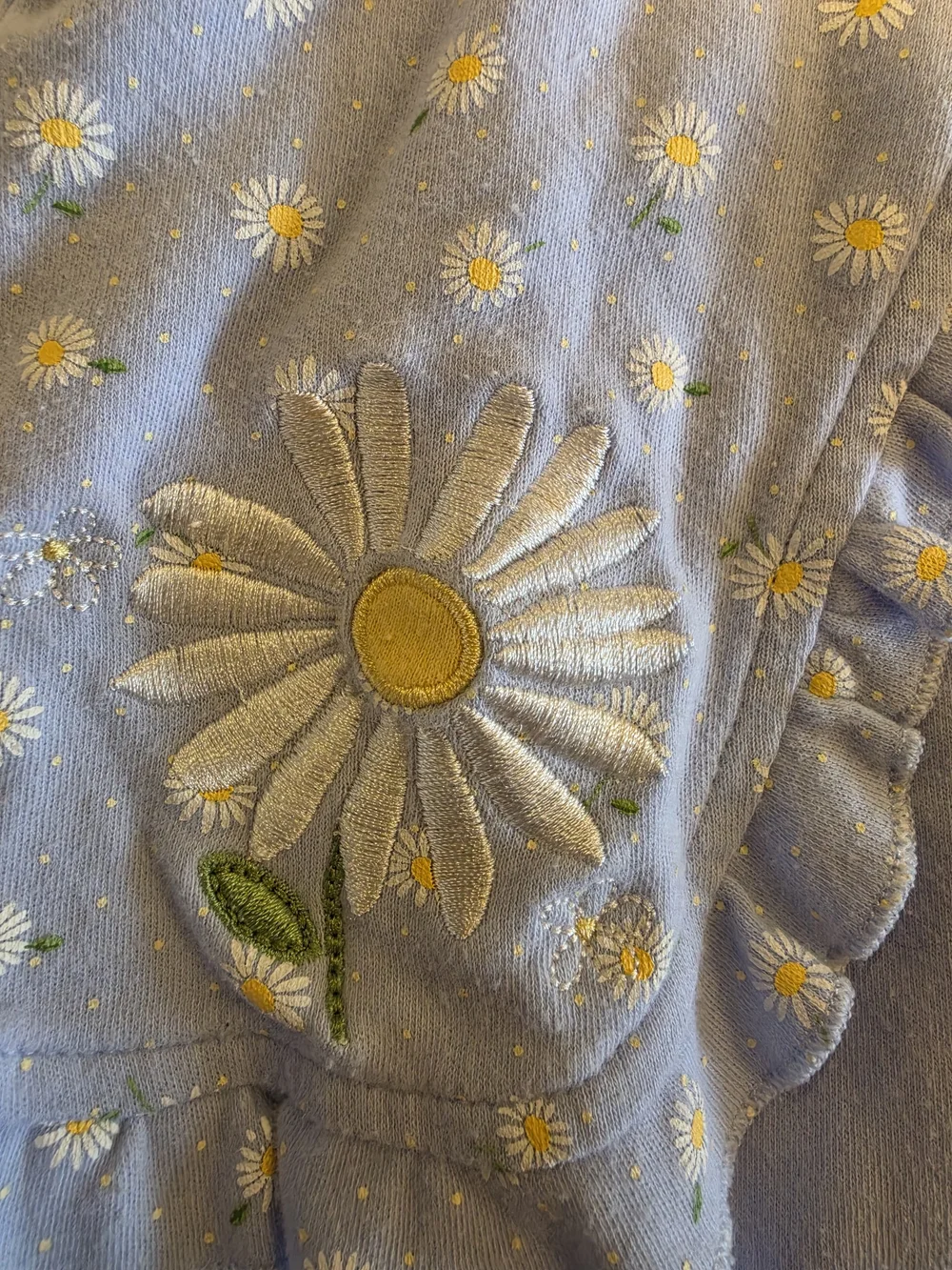 First Impressions Light Blue Daisy Embroidered Romper with White Collar
